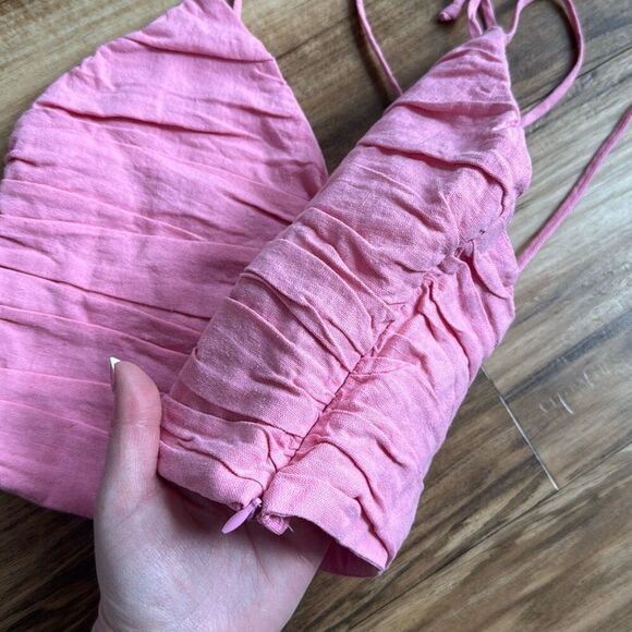 Zara Linen Blend Ruched Crop Top Size L NWT - Picture 4 of 6